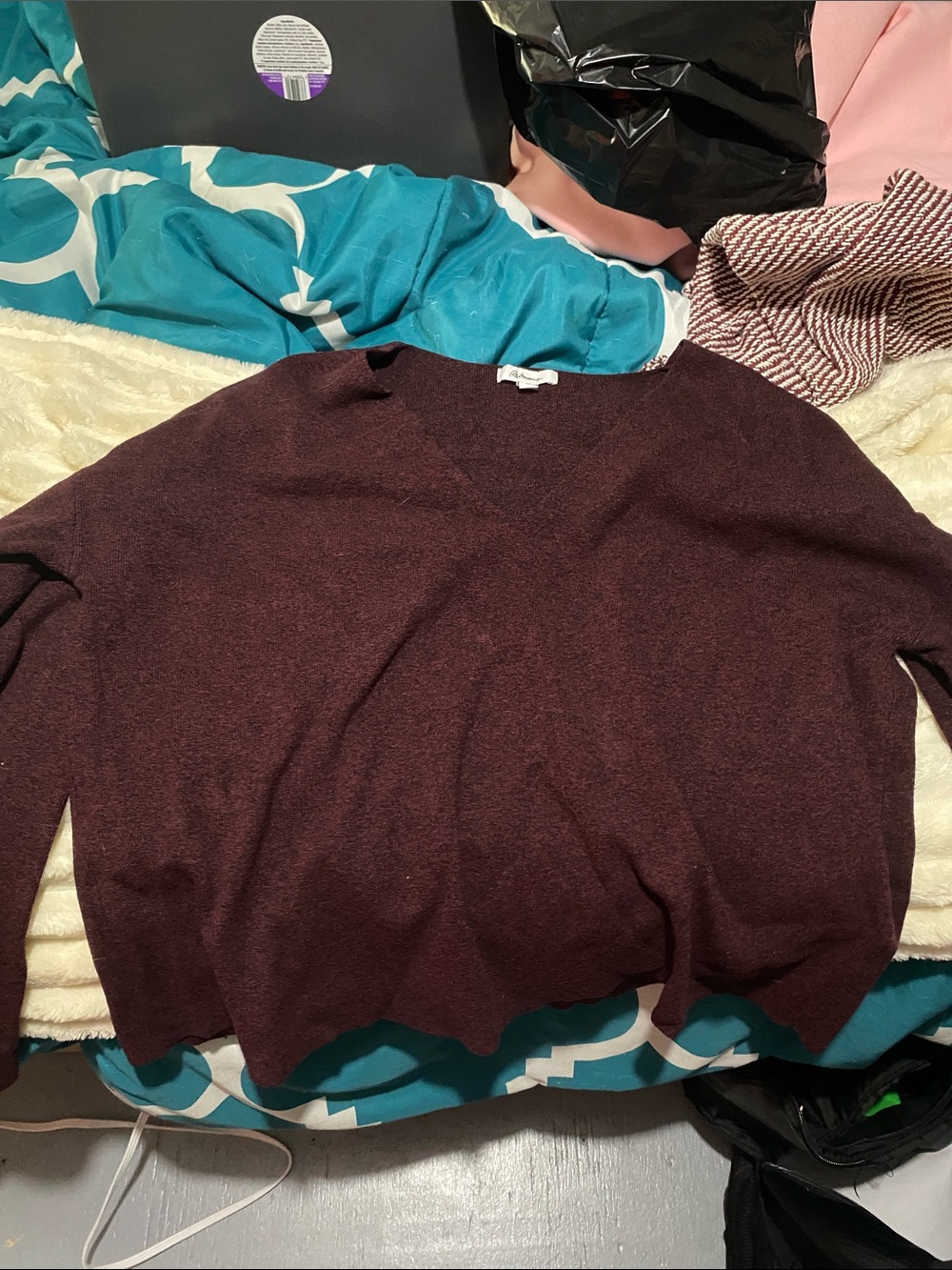 Classic V-Neck Sweater in Deep Wine